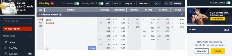 Trang bóng đá cung cấp đa dạng kèo cược